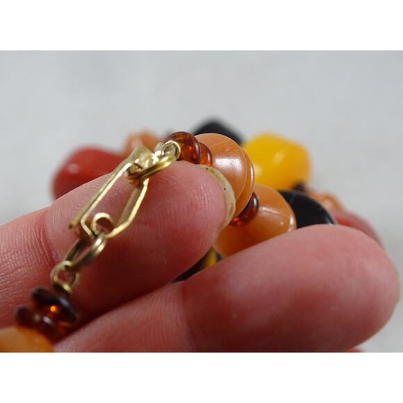 Vintage Hong Kong Graduated Beaded Necklace Chunky Statement Butterscotch Amber - Picture 5 of 7